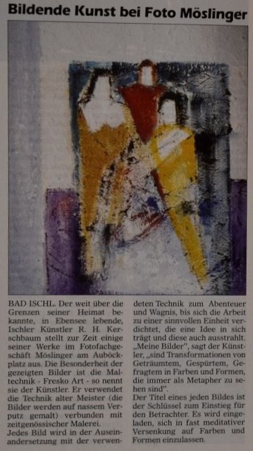 Zeitungsartikel über den Maler Rudolf H. Kerschbaum