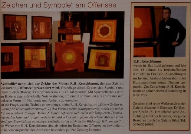 Zeitungsartikel über den Maler Rudolf H. Kerschbaum